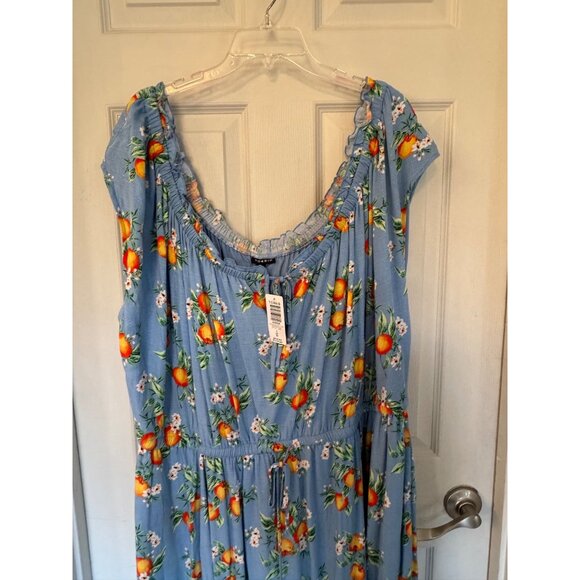Torrid Maxi Length Floral/Oranges Scoop Neck Size 4 (4X) New With Tags - Picture 2 of 6